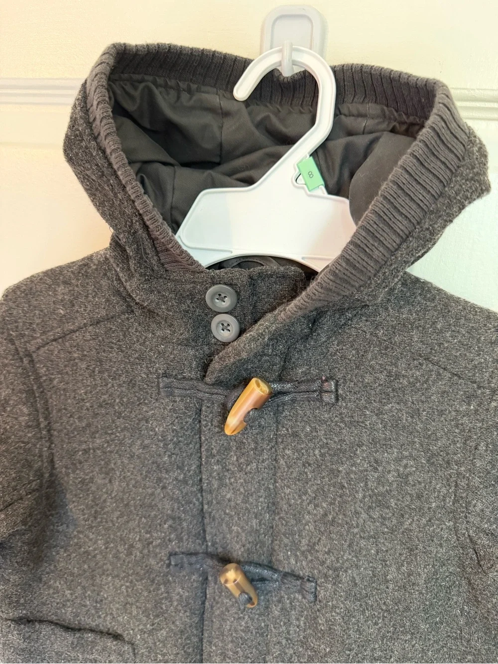 Warm Hooded Toggle Pea Coat - Charcoal 24M